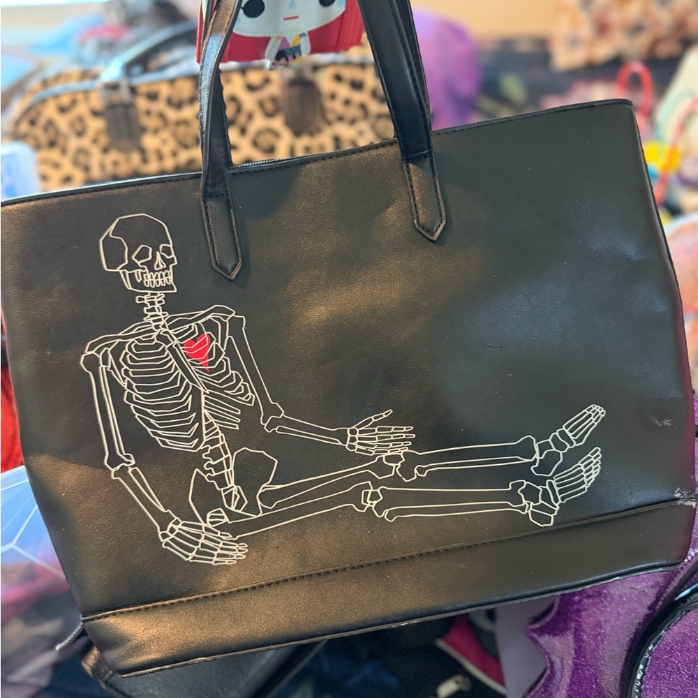 Killstar Black Skeleton Tote Bag